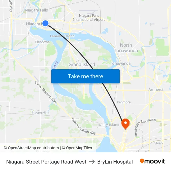 Niagara Street Portage Road West to BryLin Hospital map