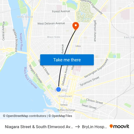Niagara Street & South Elmwood Avenue to BryLin Hospital map