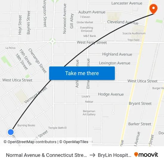 Normal Avenue & Connecticut Street to BryLin Hospital map