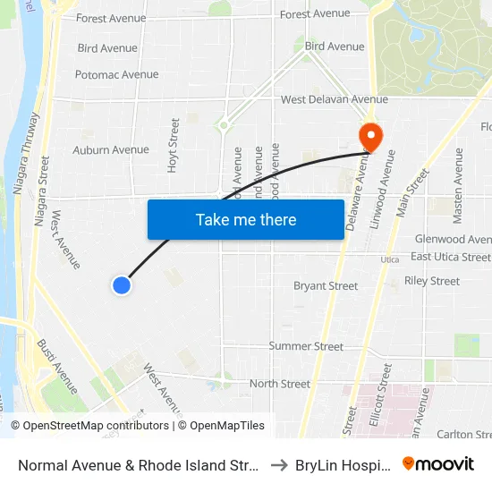 Normal Avenue & Rhode Island Street to BryLin Hospital map