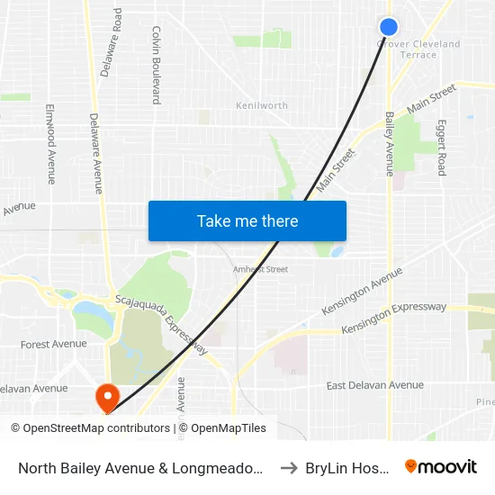 North Bailey Avenue & Longmeadow Road to BryLin Hospital map