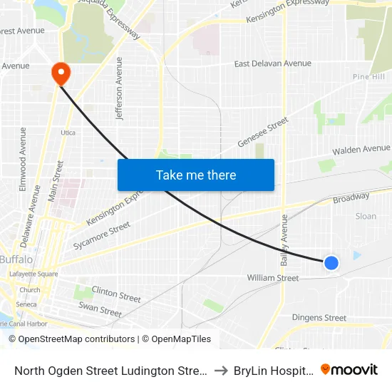North Ogden Street Ludington Street to BryLin Hospital map