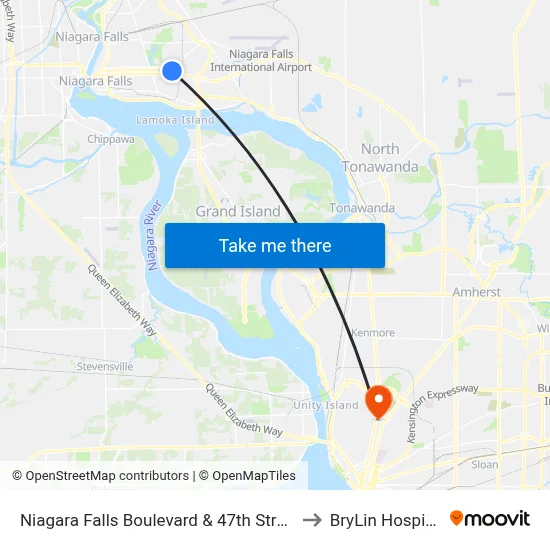 Niagara Falls Boulevard & 47th Street to BryLin Hospital map