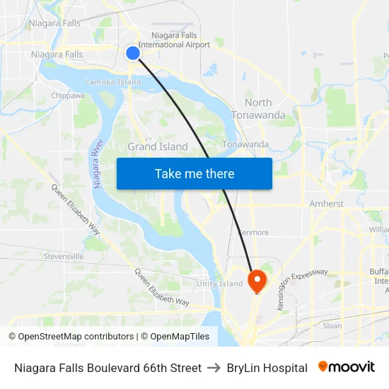 Niagara Falls Boulevard 66th Street to BryLin Hospital map