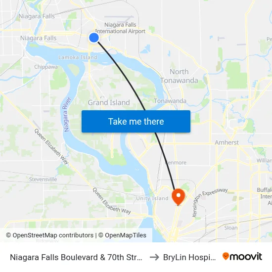 Niagara Falls Boulevard & 70th Street to BryLin Hospital map