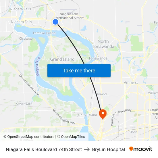 Niagara Falls Boulevard 74th Street to BryLin Hospital map
