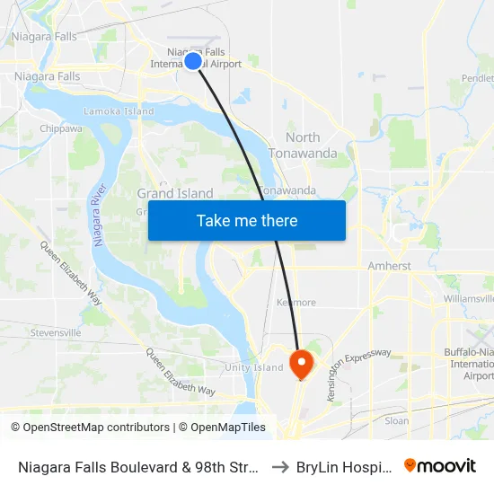 Niagara Falls Boulevard & 98th Street to BryLin Hospital map