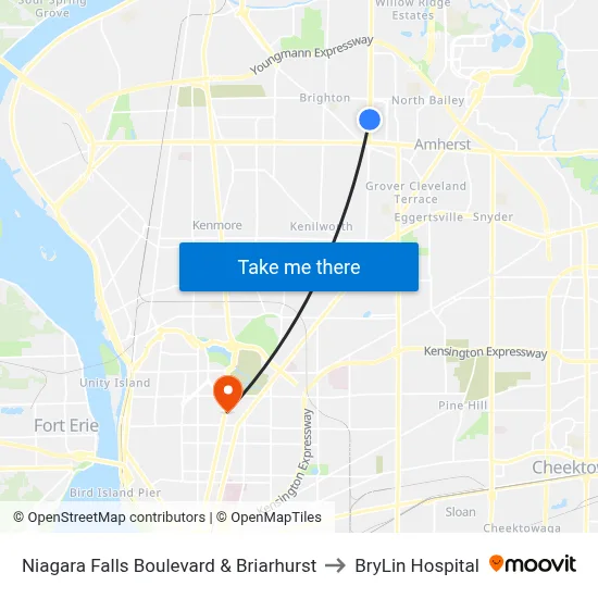 Niagara Falls Boulevard & Briarhurst to BryLin Hospital map
