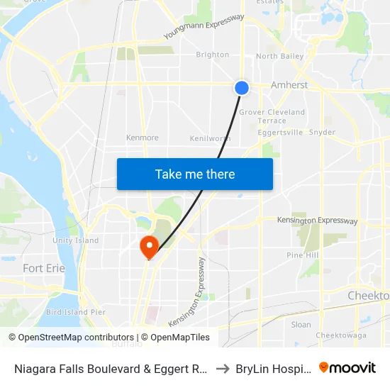 Niagara Falls Boulevard & Eggert Road to BryLin Hospital map