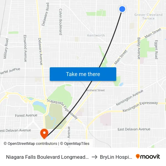 Niagara Falls Boulevard Longmeadow to BryLin Hospital map