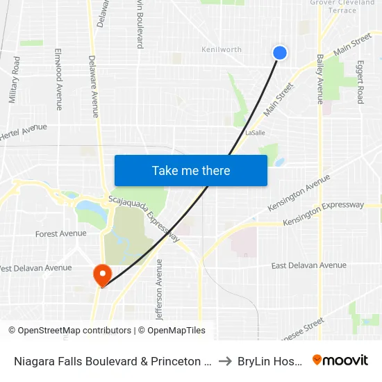 Niagara Falls Boulevard & Princeton Avenue to BryLin Hospital map