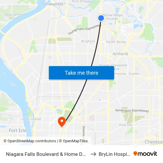 Niagara Falls Boulevard & Home Depot to BryLin Hospital map