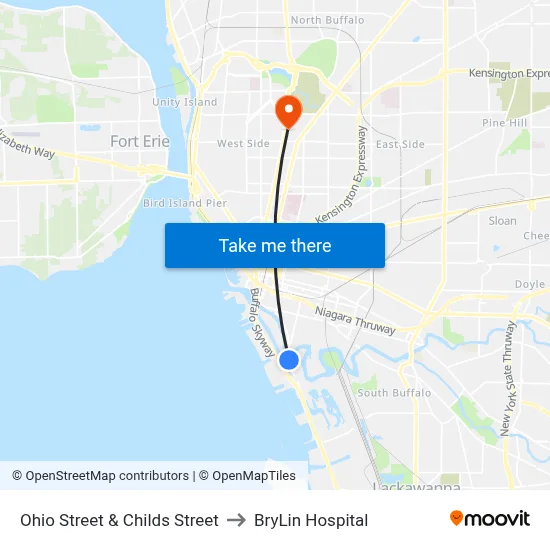 Ohio Street & Childs Street to BryLin Hospital map