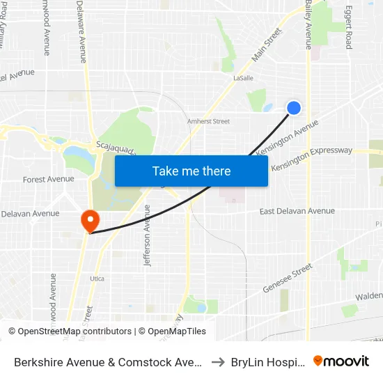 Berkshire Avenue & Comstock Avenue to BryLin Hospital map