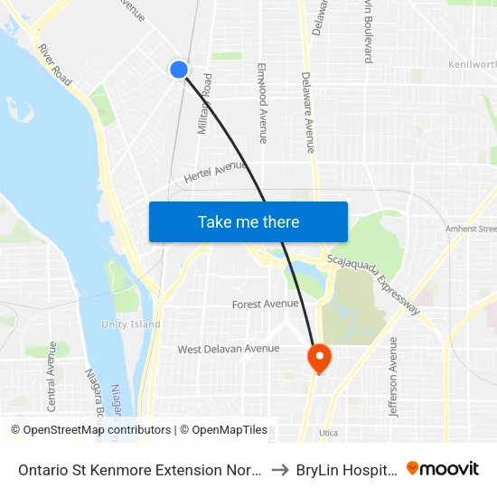 Ontario St Kenmore Extension North to BryLin Hospital map