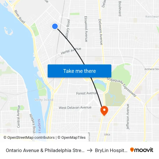 Ontario Avenue & Philadelphia Street to BryLin Hospital map