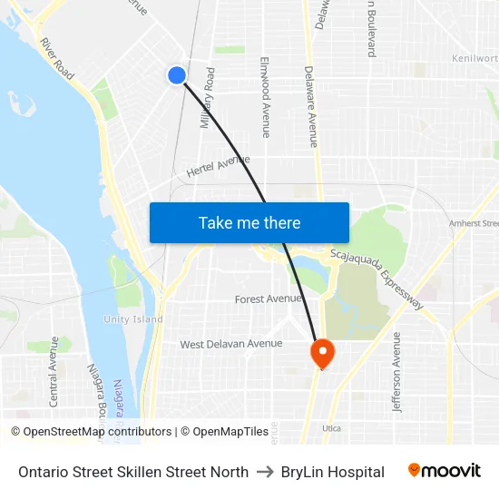 Ontario Street Skillen Street North to BryLin Hospital map
