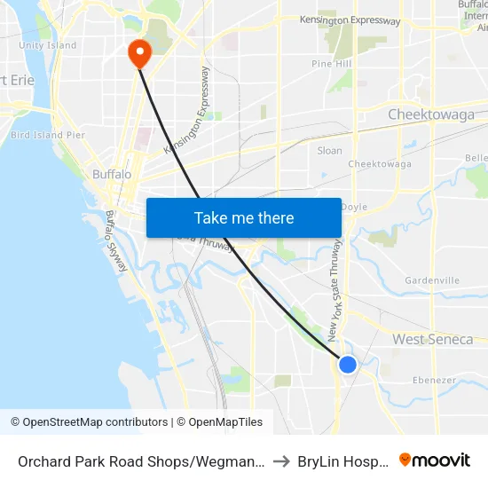 Orchard Park Road Shops/Wegmans Dri to BryLin Hospital map
