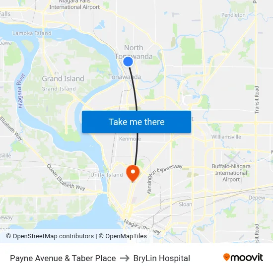Payne Avenue & Taber Place to BryLin Hospital map