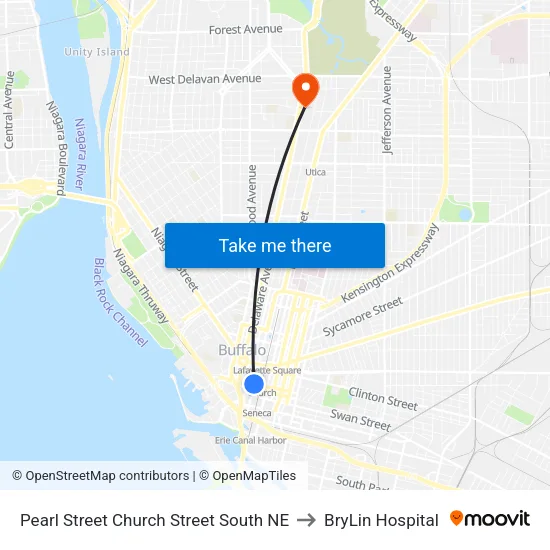 Pearl Street & Church Street to BryLin Hospital map
