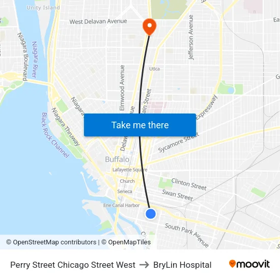 Perry Street Chicago Street West to BryLin Hospital map