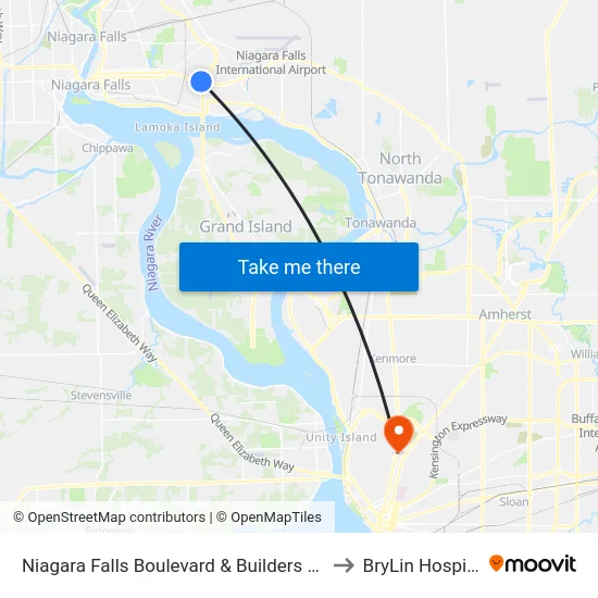 Niagara Falls Boulevard & Builders Way to BryLin Hospital map