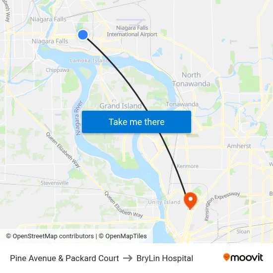Pine Avenue & Packard Court to BryLin Hospital map