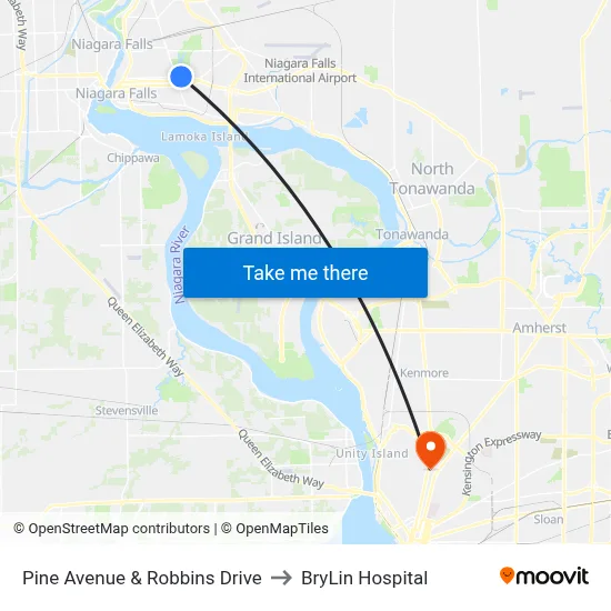 Pine Avenue & Robbins Drive to BryLin Hospital map