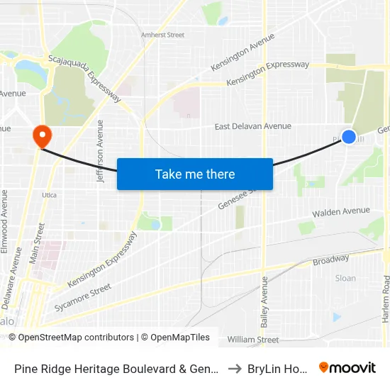 Pine Ridge Heritage Boulevard & Genesee Street to BryLin Hospital map