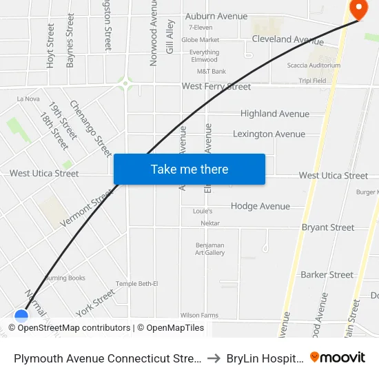 Plymouth Avenue Connecticut Street to BryLin Hospital map