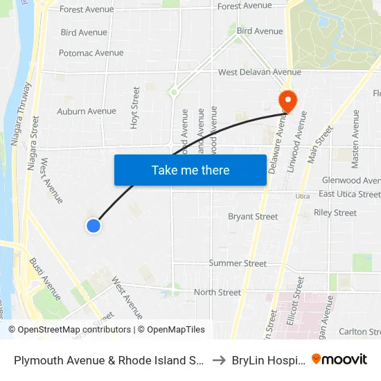 Plymouth Avenue & Rhode Island Street to BryLin Hospital map