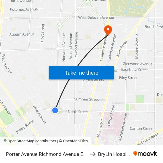 Porter Avenue Richmond Avenue East to BryLin Hospital map