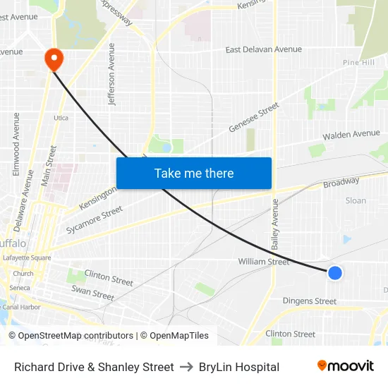 Richard Drive & Shanley Street to BryLin Hospital map