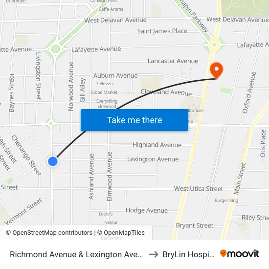 Richmond Avenue & Lexington Avenue to BryLin Hospital map