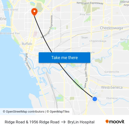 Ridge Road & 1956 Ridge Road to BryLin Hospital map