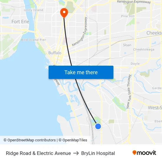 Ridge Road & Electric Avenue to BryLin Hospital map