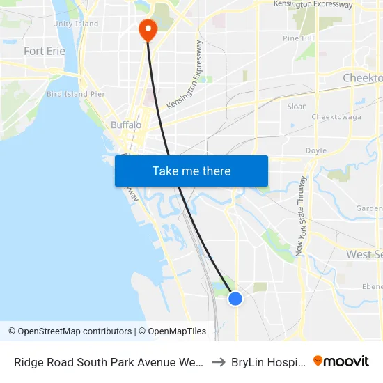 Ridge Road South Park Avenue West F to BryLin Hospital map