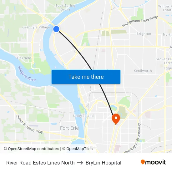 River Road Estes Lines North to BryLin Hospital map
