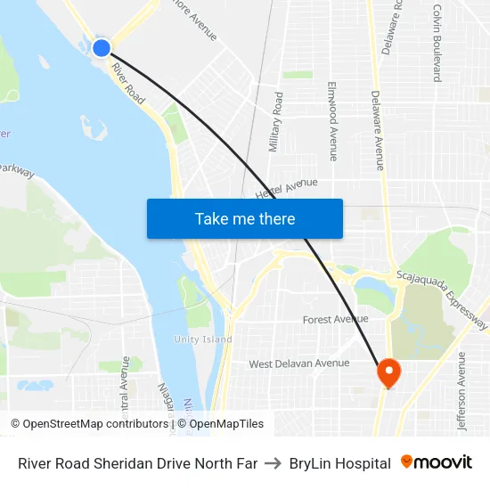 River Road Sheridan Drive North Far to BryLin Hospital map