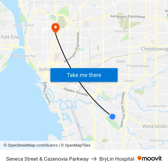 Seneca Street & Cazenovia Parkway to BryLin Hospital map
