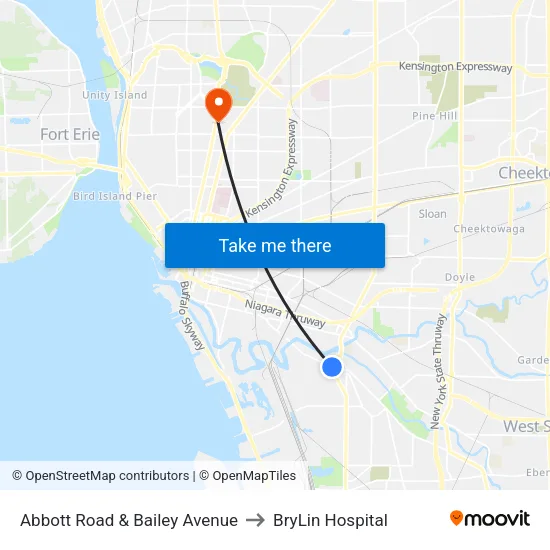 Abbott Road & Bailey Avenue to BryLin Hospital map
