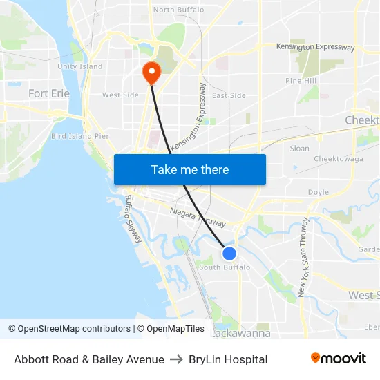 Abbott Road & Bailey Avenue to BryLin Hospital map