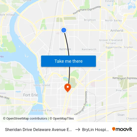Sheridan Drive Delaware Avenue East to BryLin Hospital map