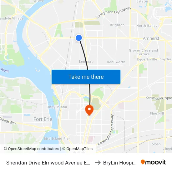 Sheridan Drive Elmwood Avenue East to BryLin Hospital map