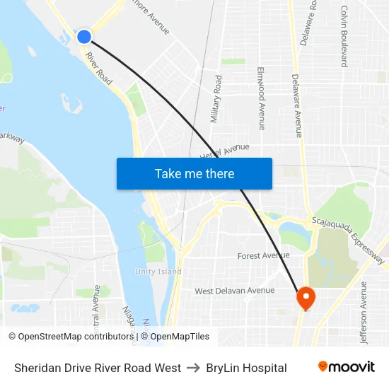 Sheridan Drive River Road West to BryLin Hospital map