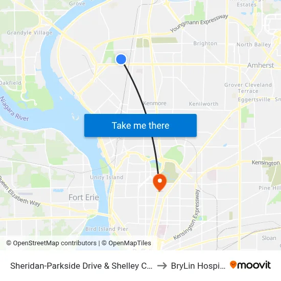 Sheridan-Parkside Drive & Shelley Court to BryLin Hospital map