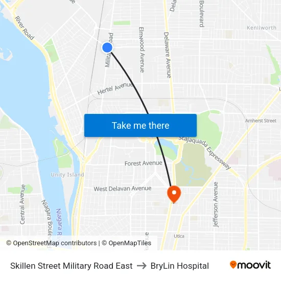Skillen Street Military Road East to BryLin Hospital map