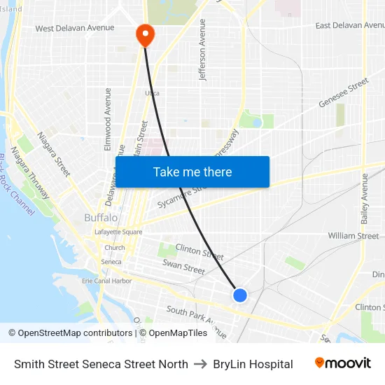 Smith Street Seneca Street North to BryLin Hospital map