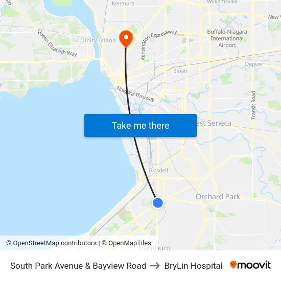 South Park Avenue & Bayview Road to BryLin Hospital map