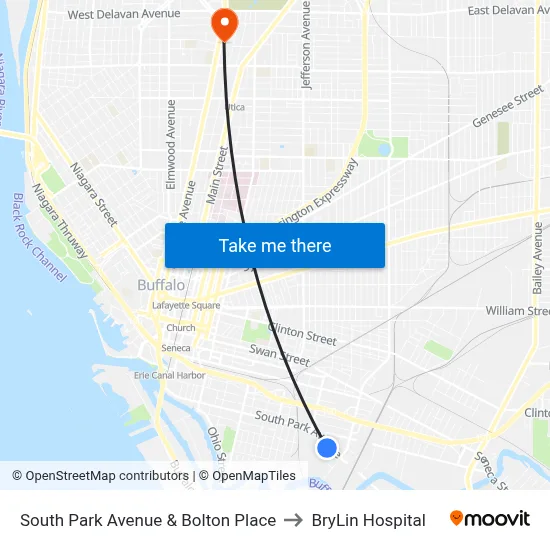 South Park Avenue & Bolton Place to BryLin Hospital map